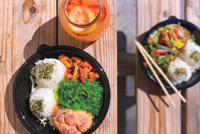 Poke bowl with Hawaiian tako and seaweed from Umekes. Shutterstock. 