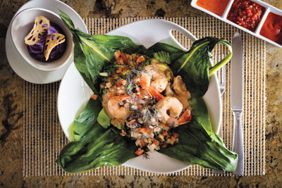 Try the seafood laulau, a menu special with coconut sauce and steamed ti leaves, at the Fairmont Kea Lani Maui’s Ko restaurant. Photo by Brandon Barré.