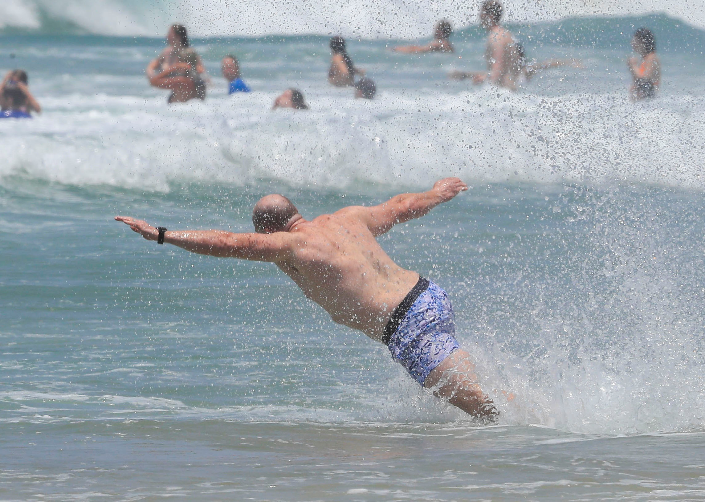 The former sportsman seemed keen to cool off