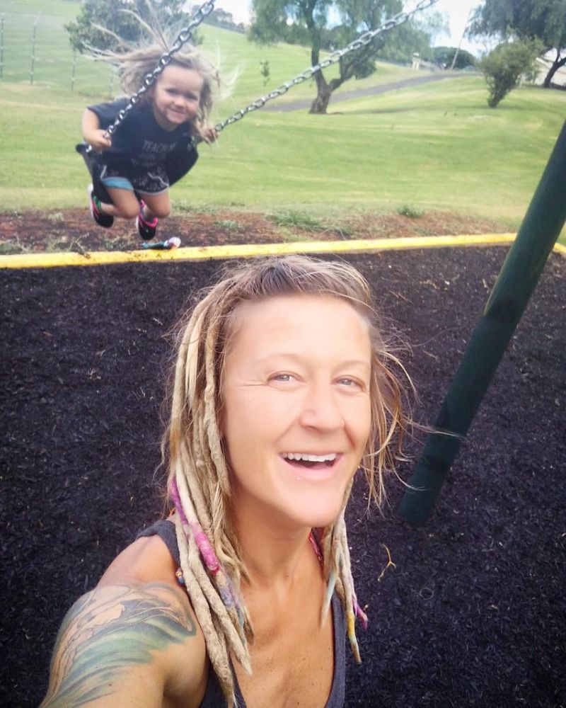 Ms Miller and Loretta are seen together at a playground. Source: Australscope