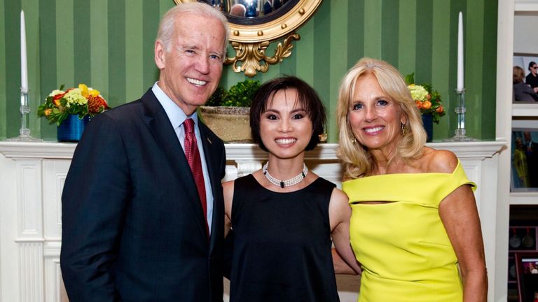 LeThi met then-Vice President Joe Biden and his wife Jill at an official reception in Washington D.C.