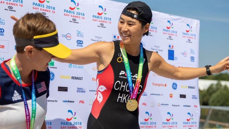 Emily Chong was a multiple medallist in triathlon and swimming at the Paris 2018 Gay Games