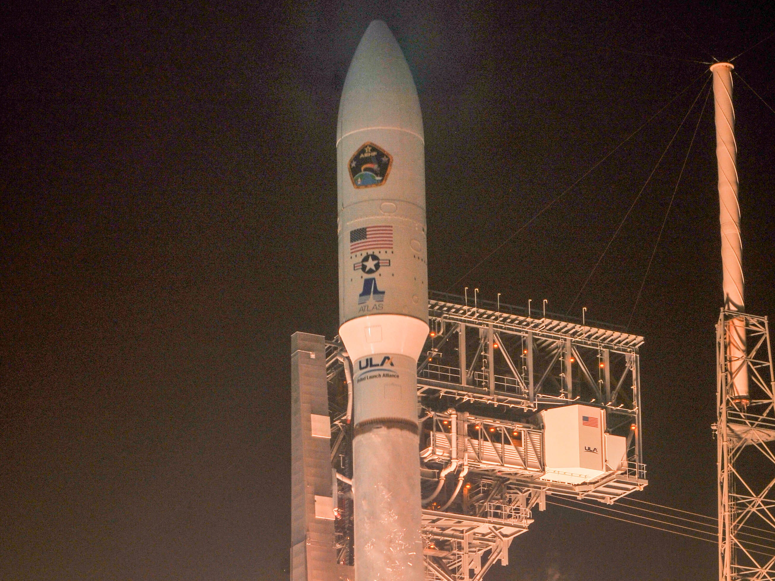 A United Launch Alliance Atlas V rocket lifts off from Cape Canaveral Air Force Station early Thursday morning, Aug. 8, 2019. The rocket is carrying the AEHF 5 communications satellite for the U.S. military. Mandatory Credit: Craig Bailey/FLORIDA TODAY via USA TODAY NETWORK