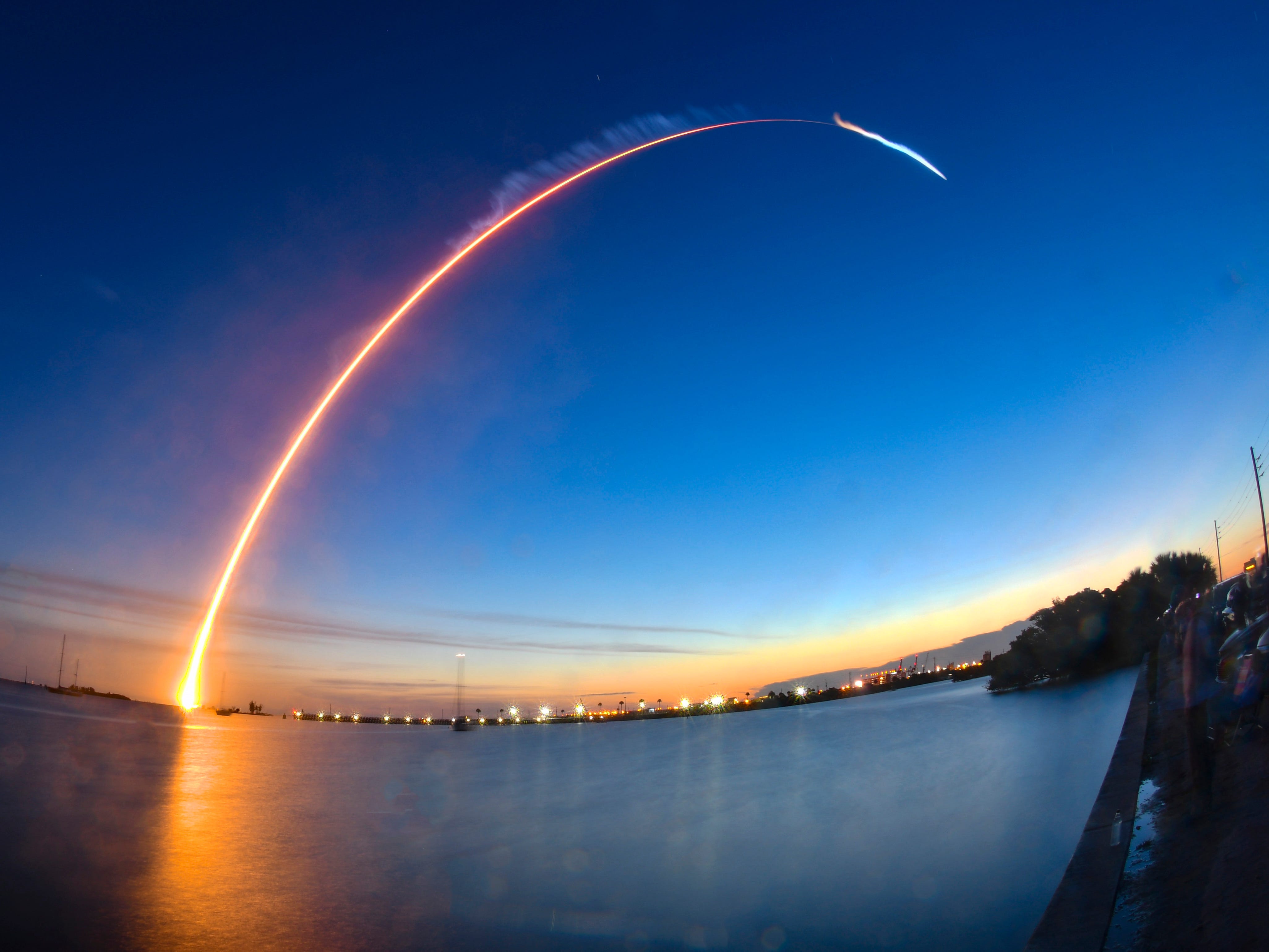 A United Launch Alliance Atlas V rocket lifts off from Cape Canaveral Air Force Station early Thursday morning, Aug. 8, 2019. The rocket is carrying the AEHF 5 communications satellite for the U.S. military.