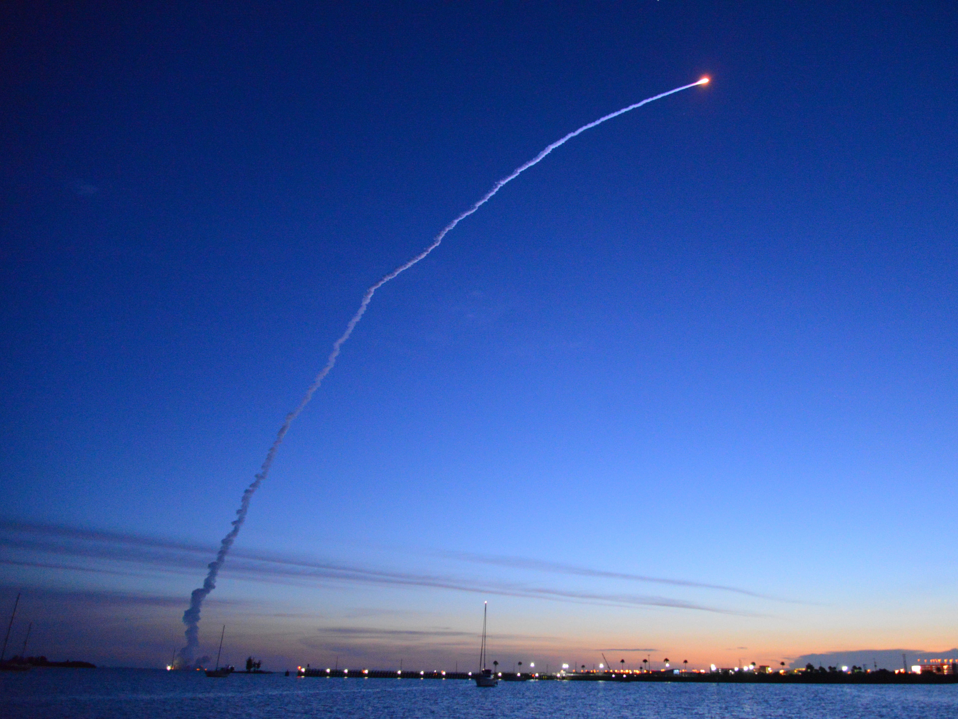 A United Launch Alliance Atlas V rocket lifts off from Cape Canaveral Air Force Station early Thursday morning, Aug. 8, 2019. The rocket is carrying the AEHF 5 communications satellite for the U.S. military.