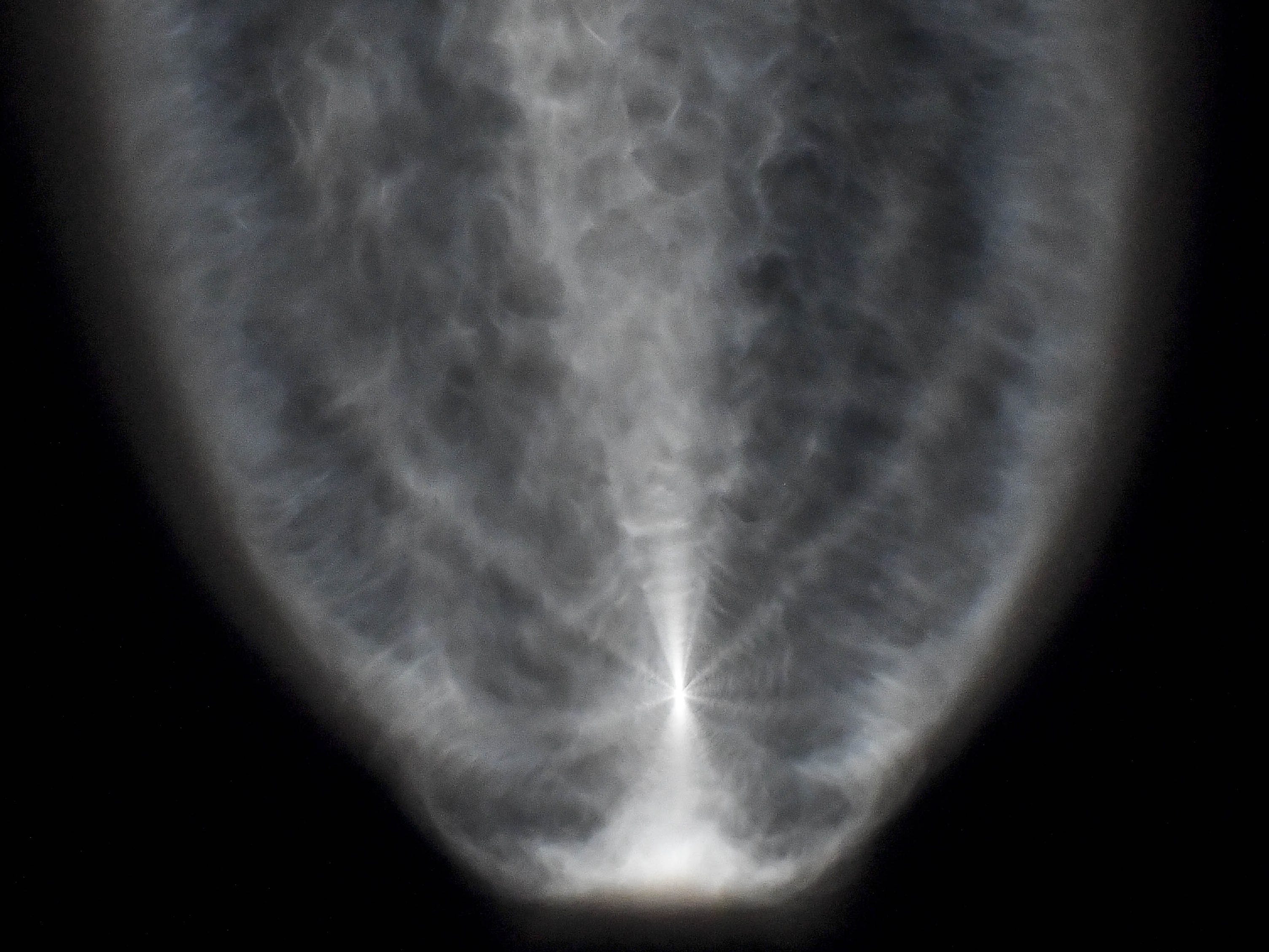 Exhaust from a United Launch Alliance Atlas V rocket leaves a teardrop shape in the sky after it lifts off from Cape Canaveral Air Force Station early Thursday morning, Aug. 8, 2019. The rocket is carrying the AEHF 5 communications satellite for the U.S. military.