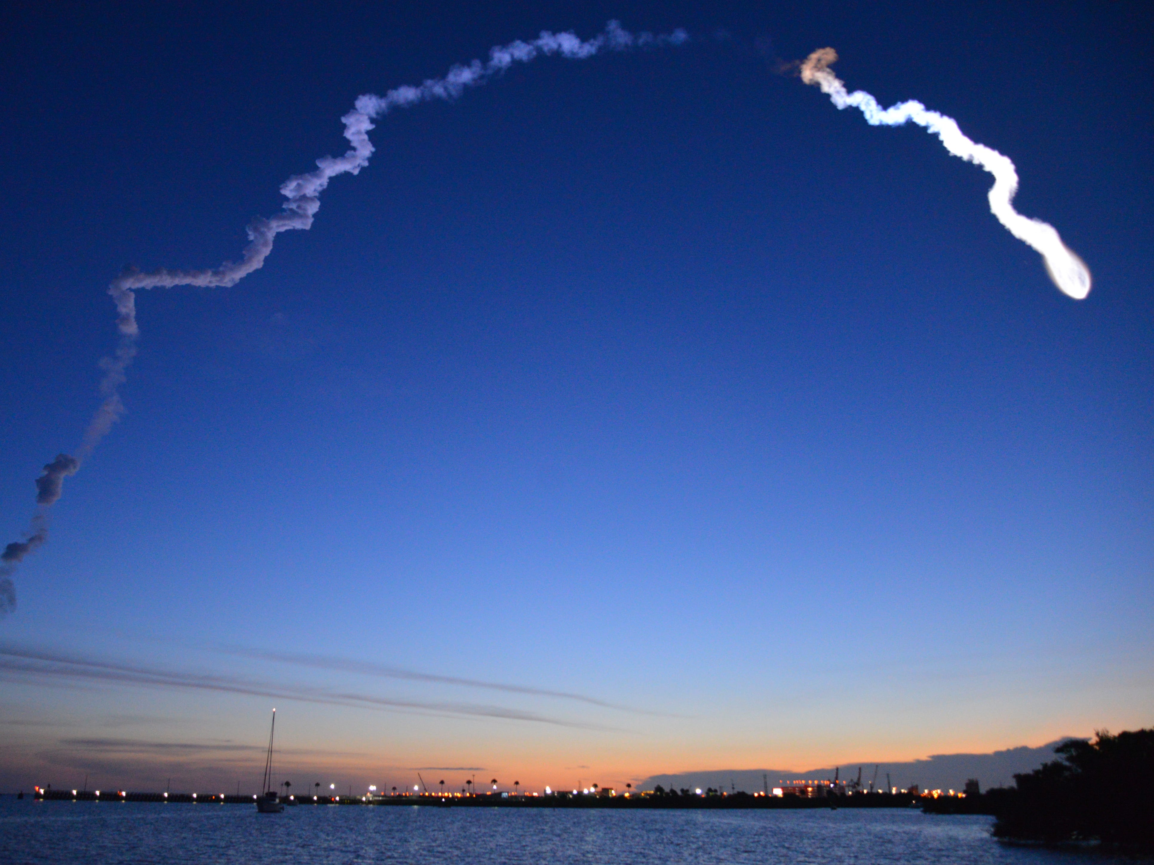 A United Launch Alliance Atlas V rocket lifts off from Cape Canaveral Air Force Station early Thursday morning, Aug. 8, 2019. The rocket is carrying the AEHF 5 communications satellite for the U.S. military.