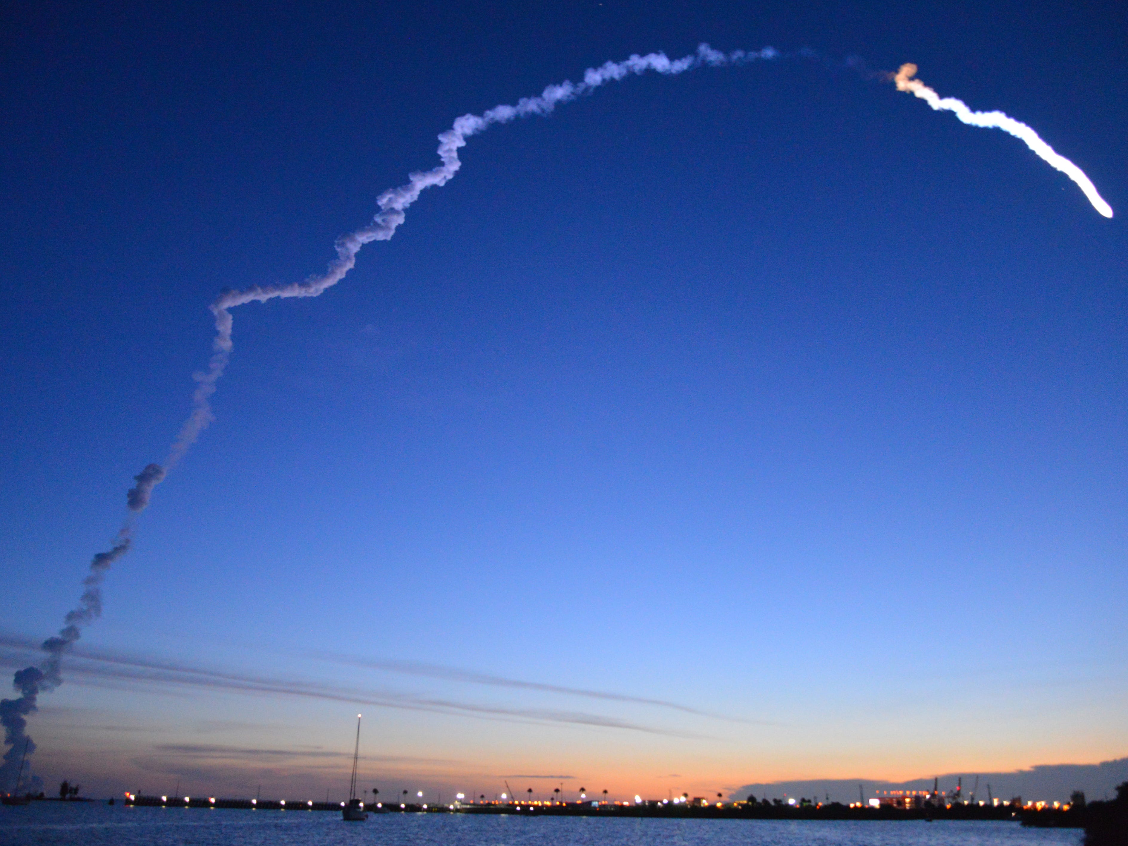 A United Launch Alliance Atlas V rocket lifts off from Cape Canaveral Air Force Station early Thursday morning, Aug. 8, 2019. The rocket is carrying the AEHF 5 communications satellite for the U.S. military.