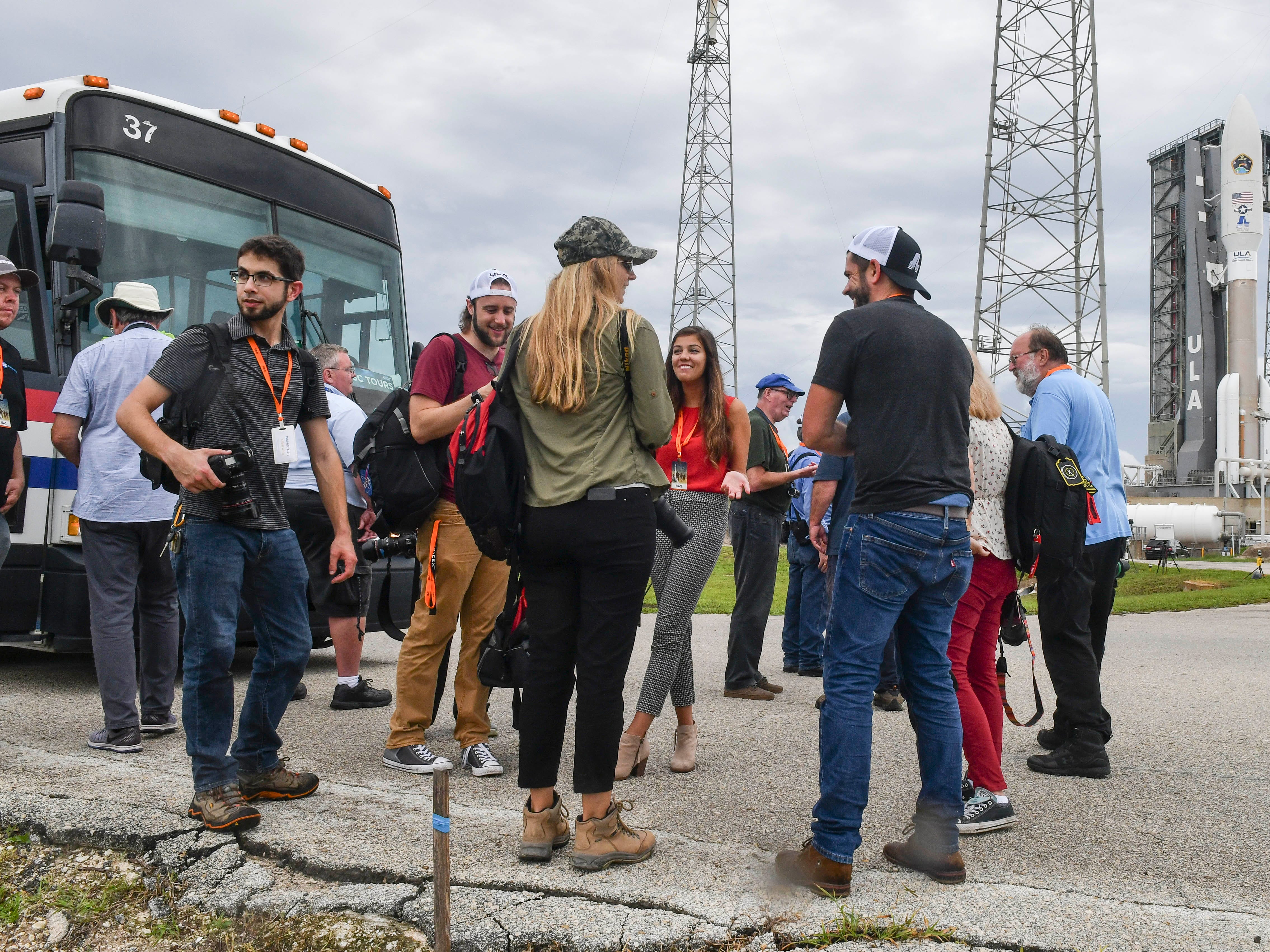 Photographers set up remote cameras in advance of tonight's launch of a United Launch Alliance Atlas V rocket from Cape Canaveral Air Force Station. The rocket is carrying the AEHF 5 communications satellite for the U.S. military.