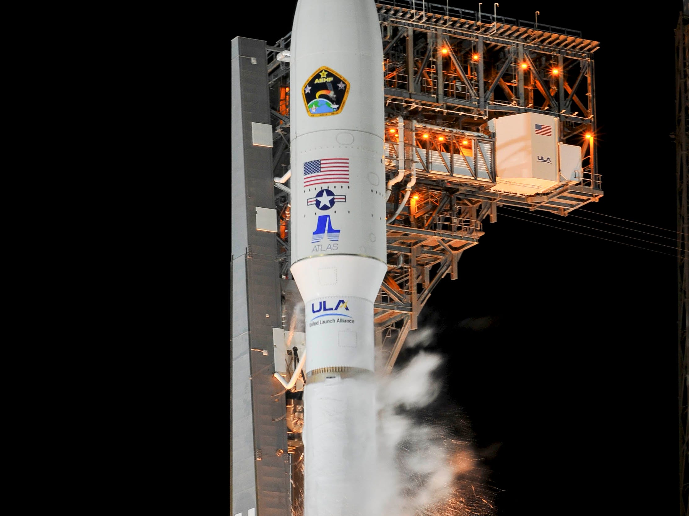 A United Launch Alliance Atlas V rocket lifts off from Cape Canaveral Air Force Station early Thursday morning, Aug. 8, 2019. The rocket is carrying the AEHF 5 communications satellite for the U.S. military. Mandatory Credit: Craig Bailey/FLORIDA TODAY via USA TODAY NETWORK