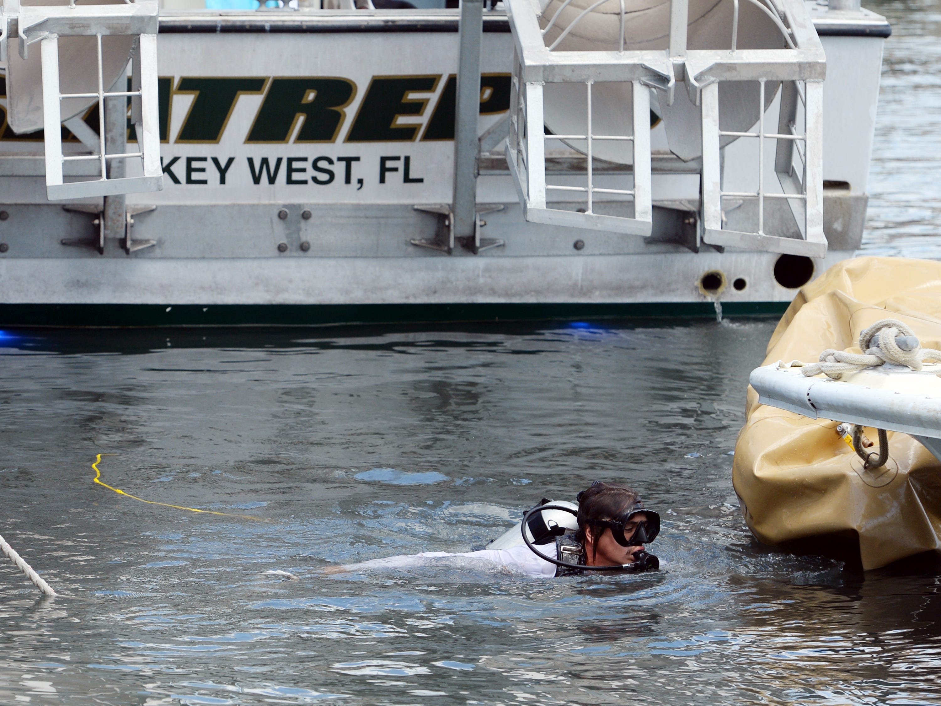 A 303-year-old cannon from the 1715 Spanish Plate Fleet was recovered off Sandy Point on Monday, Aug. 13, 2018 and removed from the water at Fisherman's Wharf in Fort Pierce. The cannon will be cleaned, treated and restored, a process that takes about three years, and placed on display at Melody Lane Fishing Pier in Fort Pierce.