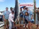 The crew of American Mustang with the winning mako shark. (Left to right) John Casagrande, Peter O’Neil, Capt. Peter Casagrande (white shirt) Chuck Casagrande, Greg Hueth, Dave Baldwin, Peter Ferarro and Dana Alexa.