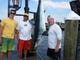 Jake Smith (left) Billy Rempher (center) and Gregg Smith of the Hard To Catch out of Manasquan with the 243-pound mako that won the Brett T. Bailley Mako Rodeo. The shark also took top honors at the inaugural Warriors for Warriors Shark Tournament held on Saturday.