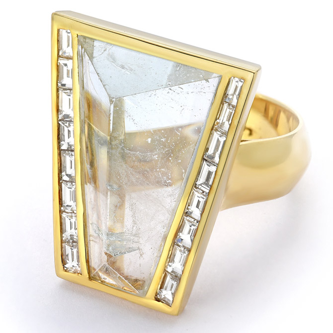 Emily P Wheeler mirror cut aquamarine ring