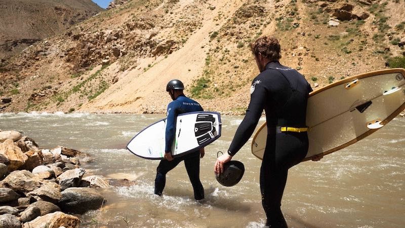 Water flows from the ice-capped mountains of Afghanistan, creating powerful river waves. Helmets mandatory.