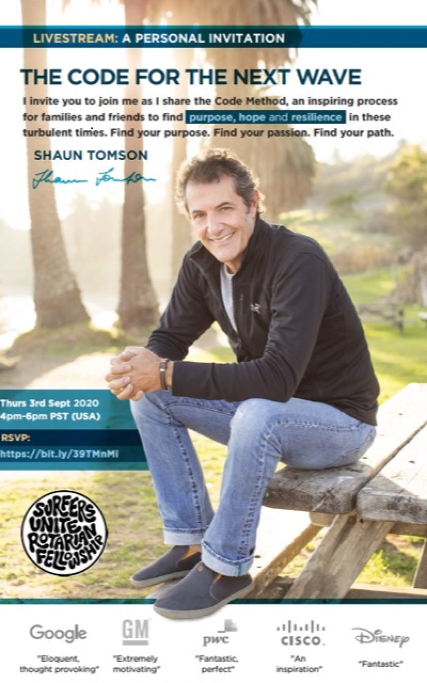 World surfing champion Shaun Tomson to host Zoom event Sept. 3 – Rancho Santa Fe Review