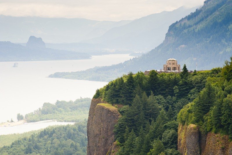 The Vista House along the Columbia River Gorge.