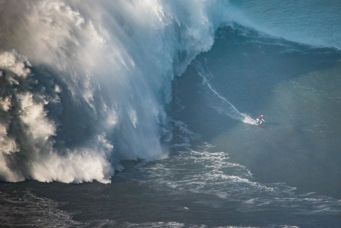 Maya during her record-breaking surf in 2018