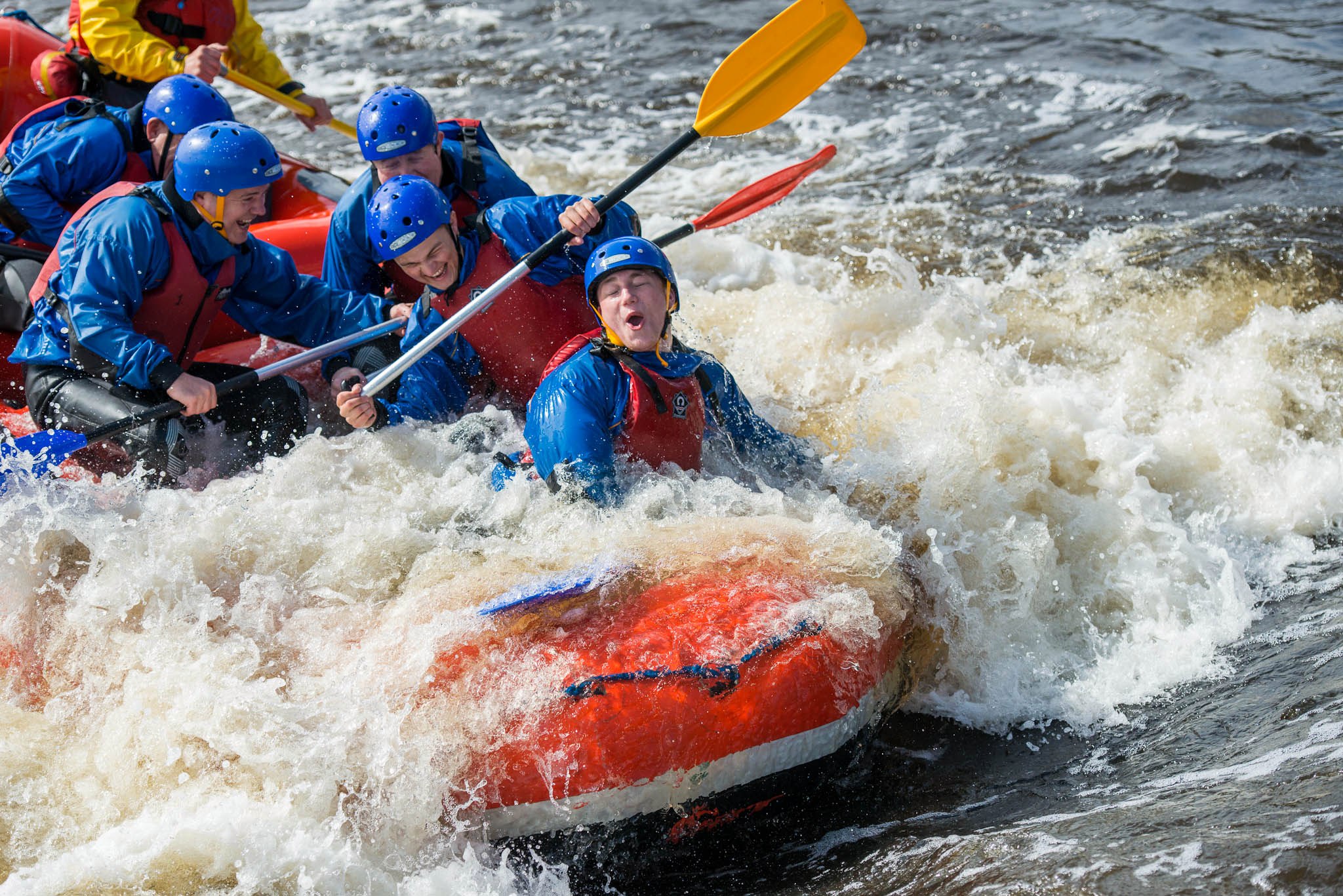 Navigate sharp twists and turns on the amazing white water rafting course at Tees Barrage