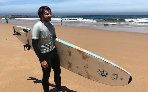 Ben Parker after surfing the waves off Praia do Castelejo