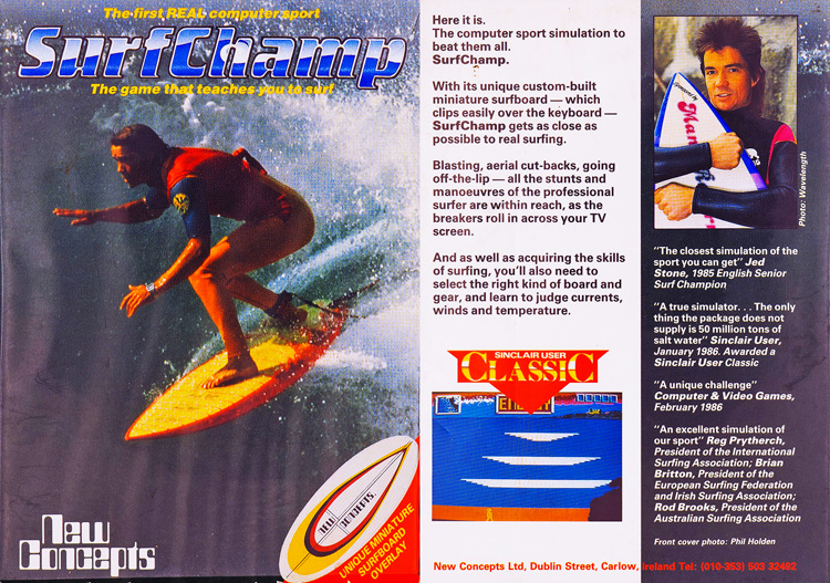 Surf Champ: the world's first surfing simulation game was release in 1985 by New Concepts