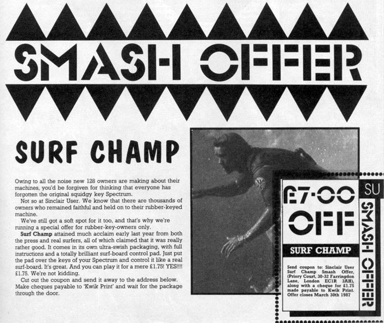 Surf Champ: the game was sold for 11.95 pounds