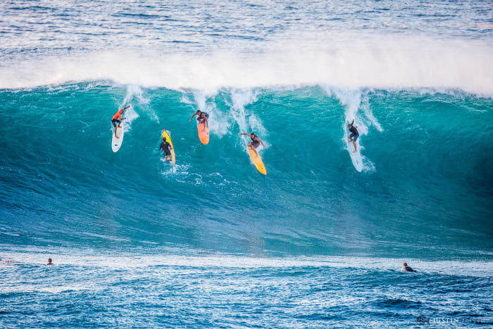 Falter (far right) plans to soon reunite with Carlson's light-blue creation.