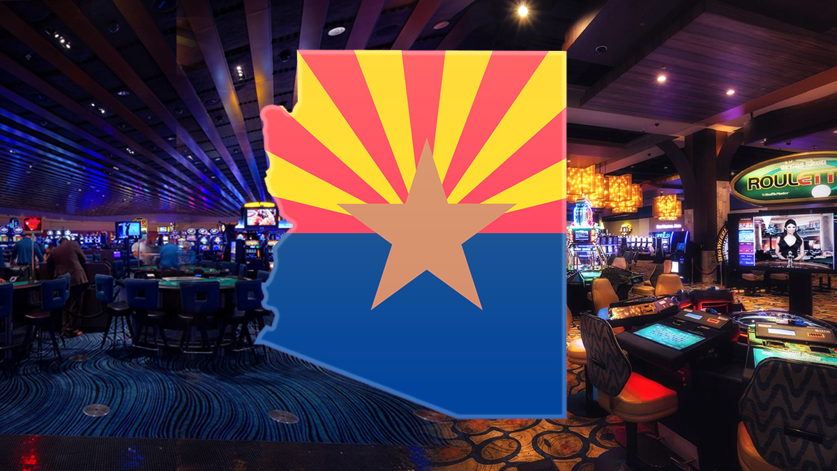 Arizona State Outline With a Tribal Casino Floor Background