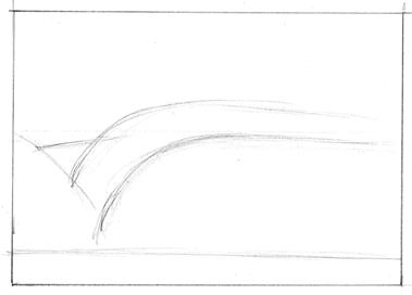 Crest of the wave: draw a horizontal line and then smoothly slope it down | Illustration Bob Penuelas
