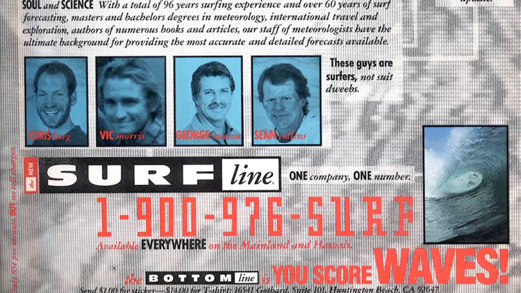 Surfline: one of the first ads featuring the dream team - Chris Borg, Vic Morris, George Mason, and Sean Collins