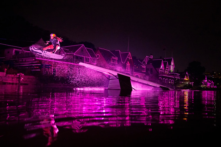 Wakeboarder rides Philadelphia’s pink-lit Boathouse Row – SurferToday